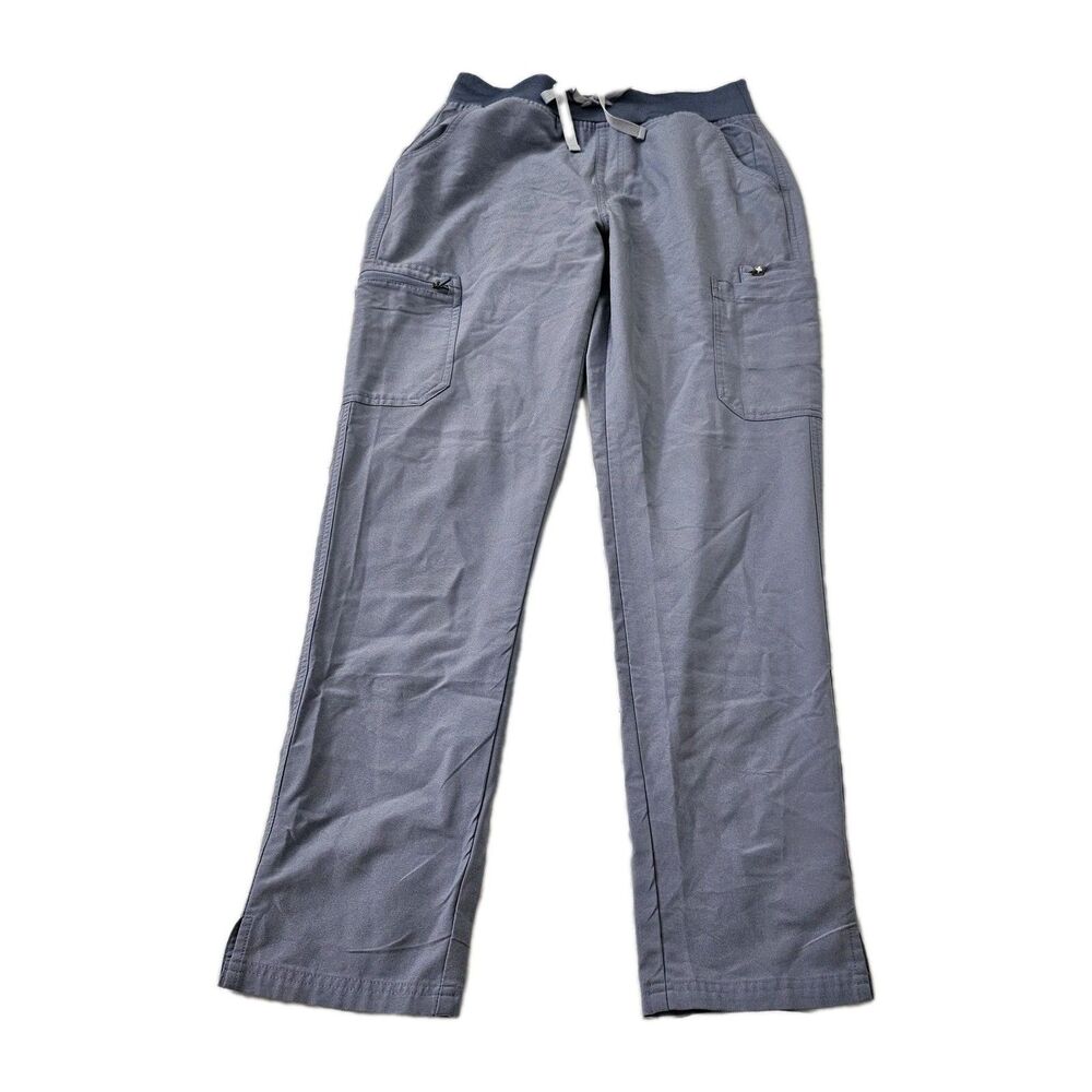 Figs Scrub Pants Womens Medium Tall MT Blue Yola Skinny Cargo Slim Straight 2390